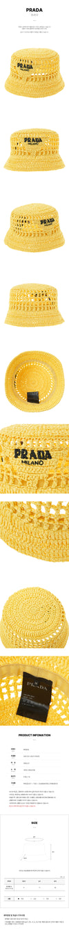 PRADA Frau Logo Besticktes Raffia Bucket Hat 2HC137 2A2T F0010 48134408 [P]