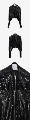 RICK OWENS Sequins Betwing Flugjacke 40 Schwarz 45H88RHN 163210393 [P]
