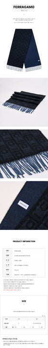 Salvatore Ferragamo DENIM GREY MONOGRAM SCARF 152837457 [P]