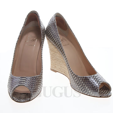 Christian louboutin Python Open Toe Wedge Shoes 126633