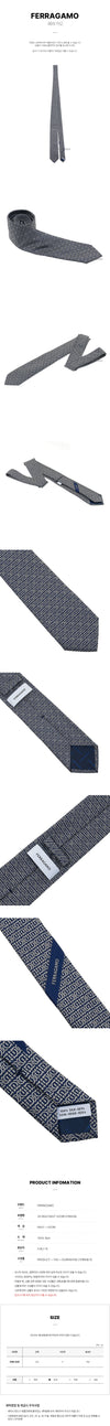 SALVATORE FERRAGAMO 35 0942 F NAVY/AVORI 0768408 Schlips aus Seidensatin Jacquard für Herren 76601618 [P]