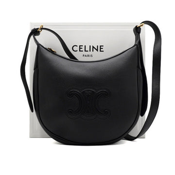 CELINE HELOISE Kleine Schultertasche aus schwarzem, genarbtem Leder 117253FLH 163086899 [P]