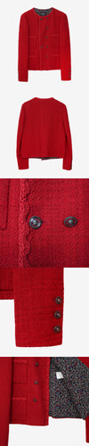 CHANEL Tweed Wool Jacket Red 38 P77692 162889368 [P]