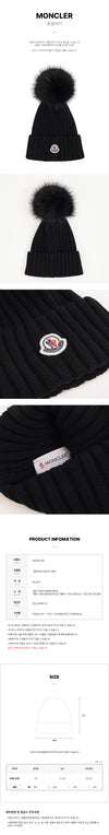 MONCLER 3B00020 M1131 999 SS26 レディース ロゴ パッチ フォンフォン ビーニー 154662721 [P]