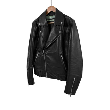 Off White Men's Graffiti Arrow Leather Biker Rider Jacket Black 156162709