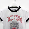 GANNI Logo-Druck Baumwoll T-Shirt kurzärmlig in Bright White (A1050030 151) 157339072 [P]