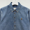 AMI Heart Logo Button-Down Light Used Indigo Denim Shirt 152750340 [P]