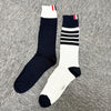Thom Browne 3-Stripes 4-Bar Thin Mix Classic Mid-Calf Socks Navy White (MAS198F Y3012 979) 132955582 [P]