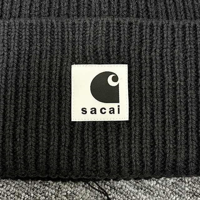 Carhartt SACAI X WIP Logo Wool Knit Beanie Hat 25 00993S 001