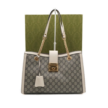 GUCCI 479197 GG スプリーム ホワイトトリミング パドロック ラージ ゴールドチェーン ショルダーバッグ aa56579 152315832 [P]