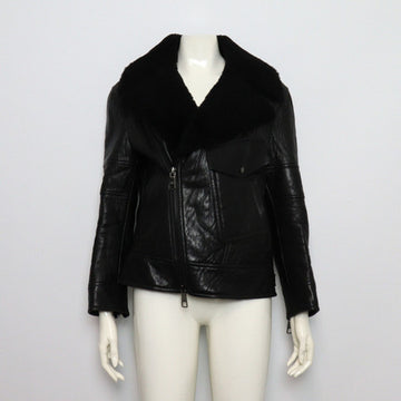 Neil Barrett Black Lambskin Shearling Lined Big Pocket Leather Women's Jacket NPE388C 159301572 [P]