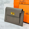 Hermes Kelly Pocket Compact Wallet Etoupe Gold 156519222 [P]