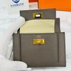 Hermes Kelly Pocket Compact Wallet Etoupe Gold 156519222 [P]