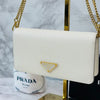 PRADA Vitello Saffiano Ketten-Crossbody Tasche Weiß 157604113 [P]