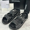 CHANEL Lambskin Velcro CC Logo Sandals 38.5 157641096 [P]