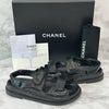 CHANEL Lambskin Velcro CC Logo Sandals 38.5 157641096 [P]