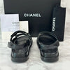 CHANEL Lambskin Velcro CC Logo Sandals 38.5 157641096 [P]