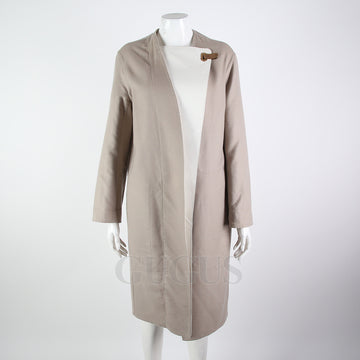 HERMES Cashmere-Mantel mit Lederbesatz 125898 [P]
