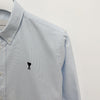 AMI Herz-Logo Baumwoll-Oxford Streifenhemd Sky Blue 152876365 [P]