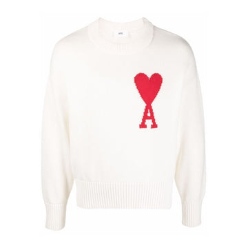 AMI Big Heart Logo Knit White E22UKS003 016 102 31646257