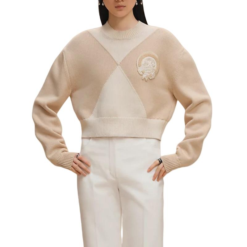 Hermes Cashmere Long Sleeve Sweater Women Knit Blanc Natturel H5H2639D9A338  141094754