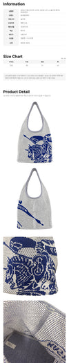 Burberry Equestrian Night Crocheted Knit LL Shoulder Bag White 159638652 [P]