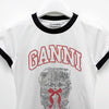 GANNI Logo-Druck Baumwoll T-Shirt kurzärmlig in Bright White (A1050030 151) 157339072 [P]