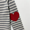 Saint James Kids VAUJANY E Red Heart Patch Long Sleeves T-Shirt 9174 GRIS ECRU TULIPE 143735596 [P]