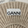 GANNI Logo Etikett Loose Wollrippen-Strickmütze Sand (A4430 196) 123474264 [P]