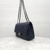 CHANEL Classic Large Caviar Flap Bag Navy Silver 9109 163156006 [P]