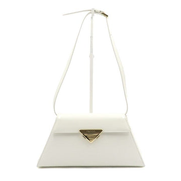 PRADA Weißes gebrushtes Leder Medium Schultertasche 1BD343 152892742