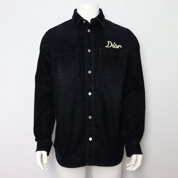 Dior Navy Cotton Denim Embroidered Logo Men's Overshirt 043D584H300X 131682823