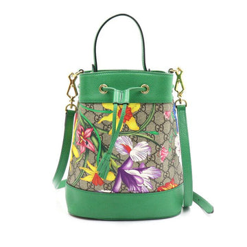 GUCCI Kleine GG Bucket Bag Schultertasche in grünem Floral-Canvas 550621 152892775