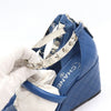CHANEL Blue Leather Icon Silver Metal Bangle Strap Open Toe Women's Shoes AA50246 152897685 [P]