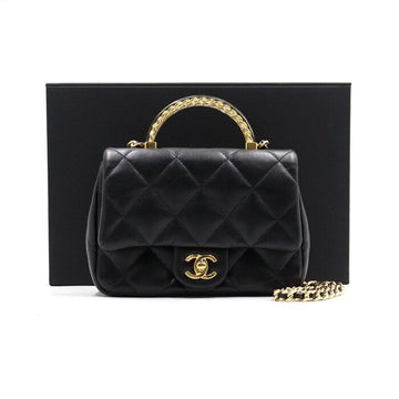 CHANEL 24 Season Black Lambskin Top Handle Tote Bag with Gold Chain Shoulder Bag Crossbody AA50338 152892613
