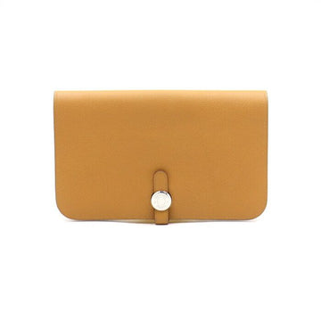 Hermes Camel Togo Leather Silver Hardware Dogon Duo Long Wallet aa50312 152895165