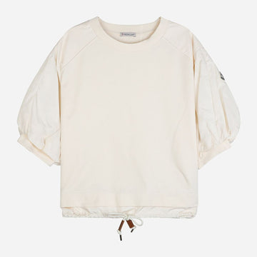 Moncler 5S Women's Puff Sleeve Cotton T-Shirt Cream 8C00022 89A1K 034 133540445