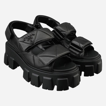 Prada 5S Monolith Nappa Leather Sandals Black 1X439N 038 F0002 129326471