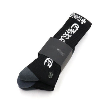 CHROME HEARTS Schwarzes Logo-Print Herren Sport 3er Socken Set aa50524 152898896