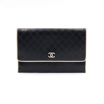 CHANEL ブラックカーフスキンキルティングホワイトツートン女性長財布 aa50593 152895164