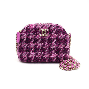 CHANEL パープル ツイード ハーフムーン ミニ ショルダーバッグ aa50644 152892657