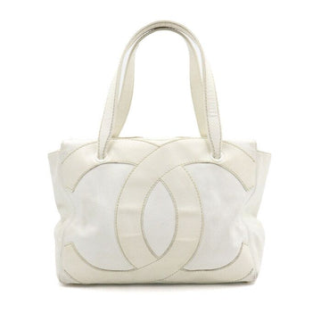 CHANEL Deca Coco CC Logo Caviar Women's White Tote Bag aa50627 152889447