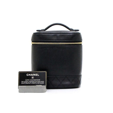 CHANEL Vintage Kosmetiktasche aus schwarzem Lammleder aa50731 152892682