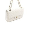 CHANEL ホワイトキャビアクラシックミディアムゴールドチェーンショルダーバッグ A01112 152892555 [P]