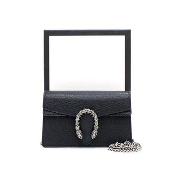 GUCCI ディオニソス GG ブラックレザー スーパーミニ キャンバス チェーン ショルダーバッグ aa51003 152889332