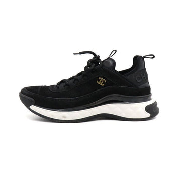 CHANEL Black Mixed Fiber Suede Gold CC Logo Men's Sneakers G45332 152898147
