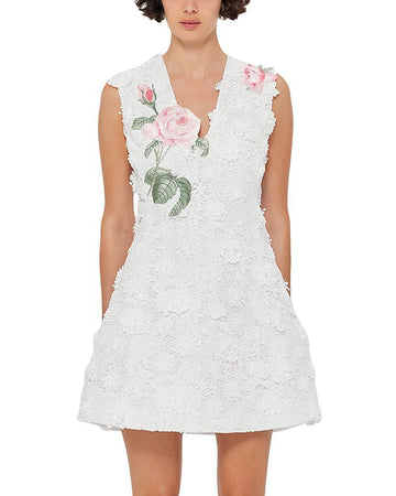 LEO LIN Refurbished Size 8 AUS/ 4 US Briana V Neck Embroidered Lace Mini Dress 141450222