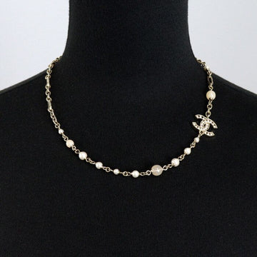 CHANEL Pearl CC Gold Chain Necklace Women 21 Season AB6966 152895897