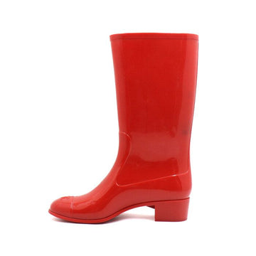CHANEL レッド カメリア CCロゴ 女性用 レインブーツ aa51882 152896443