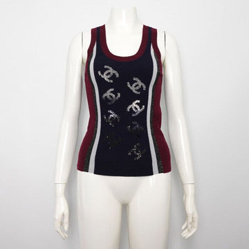 CHANEL Häkel top mit CC-Logo und Pailletten in Multicolor P75627 23 Saison 152898507